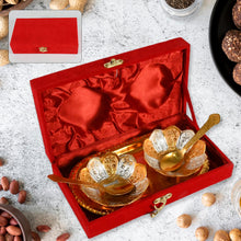 5-in-1 Gold & Silver Plated Bowl Spoon Tray Set with Velvet Gift Box