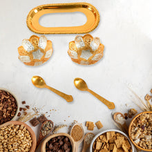 5-in-1 Gold & Silver Plated Bowl Spoon Tray Set with Velvet Gift Box