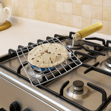 Kitchen Square Stainless Steel Roaster Jali, Barbecue Grill with Wooden Handle