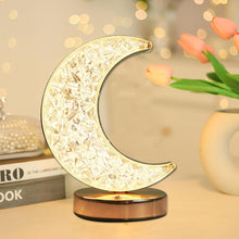 Moon Crystal Touch Table Lamp with 3 Color Dimmable USB Night Light