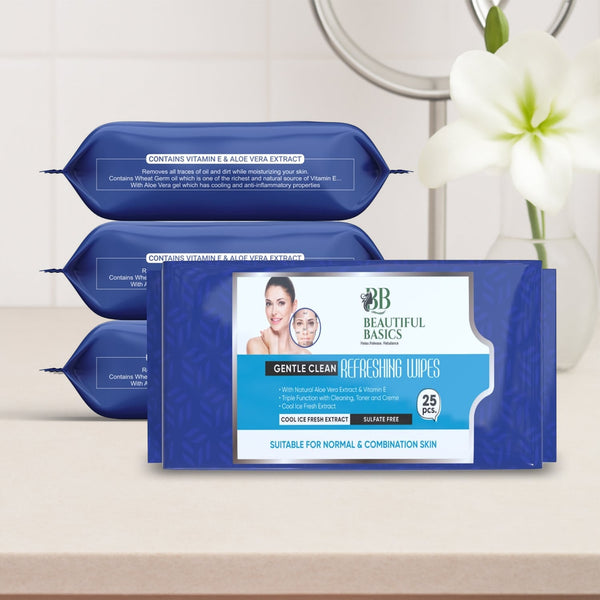 Beautiful Basics Dry, Oily, Sensitive & Normal Skin Face Wipes (4Pkt x 100 Pcs)