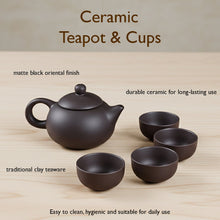 Premium Black Clay / Ceramic Tea Set with Teapot & 4 Cups
