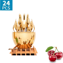 Premium Cutlery Set 24 Pcs with Oval Shaped Stand  (Golden / 24 pcs set)