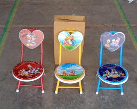 Heart Shape Cartoon Printed Foldable Kids Chair for Playrooms & Camping (1 Pc)