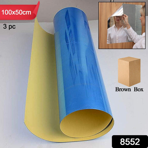 3D Mirror Wall Stickers Decorative Mirror Paper for Home, Living Room  (100×50 Cm )