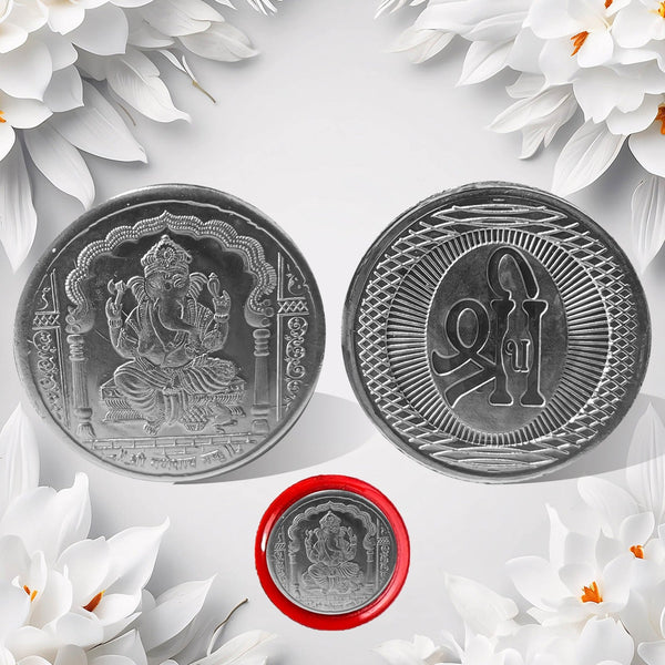 Ganesh Ji, Silver color Coin for Gift (1 Pc / Silver)