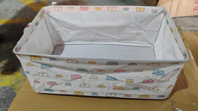 Foldable Storage Box Handles Cotton Linen Organizer for Nursery  45 cm