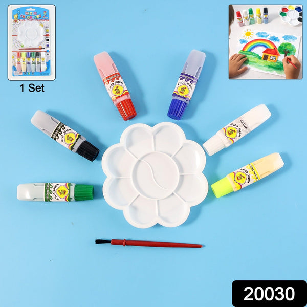 Kids Water Colour Painting Set with Brush & Mixing Palette (1 Set)