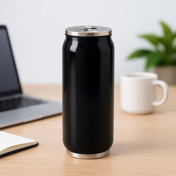 Stainless Steel Can-Shaped Vacuum Flask Built-In Straw 500ml Approx, Tumbler (1 Pc)