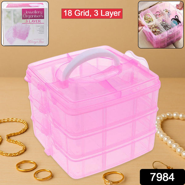 Versatile 18-Grid 3-Layer Transparent Plastic Organizer Box
